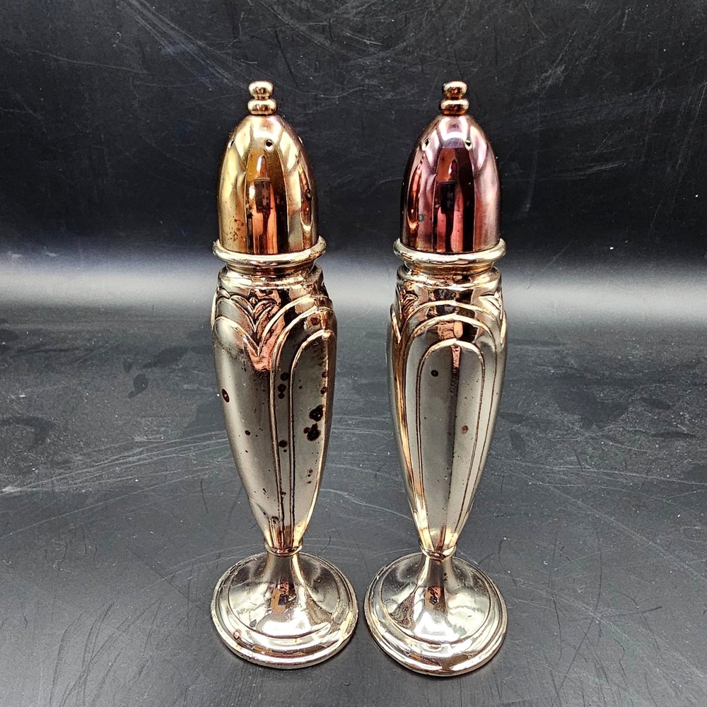 Oneida Salt Pepper Shakers Stamped Weighted 5.5in
